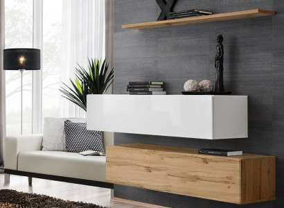 Ariichtung Designer Braun 2x Wandschaf Holzmöbel Luxus Set Wunnzëmmermöbel